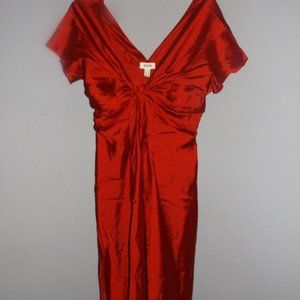 MOSCHINO CHERRY RED SILK MIDI DRESS